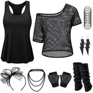 1359 80s Outfit Party Costumes Fishnet Neon Off Shoulder